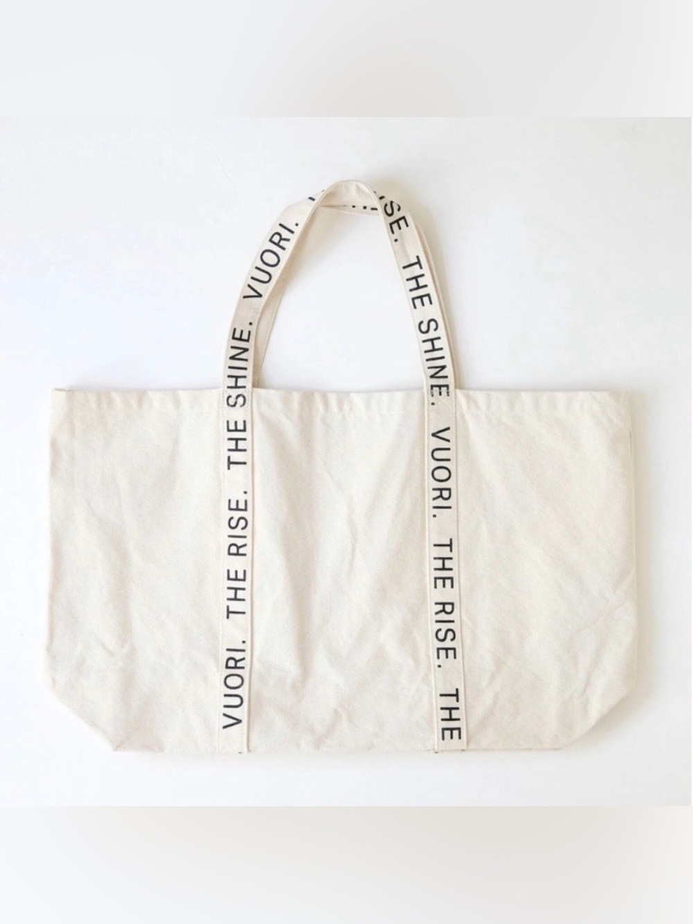 Vuori The Rise The Shine Natural Beige Canvas Oversized Tote Bag Double Handles